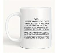 Novelty Coffee Mug Drinking Cup Inspirational Third Step Prayer Gift for Family Or Friend in Rehab from Alcohol Drug Food White Coffee Mug 11Oz Gift for Women Men