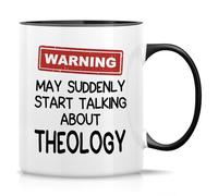 Novelty Coffee Mug for Theologists 11 Ounce Ceramic Coffee Cup for Theology Enthusiasts, Religious Scholars and Philosophy Lover Birthday, Appreciation Gifts White Mug with Black Handle and Inner