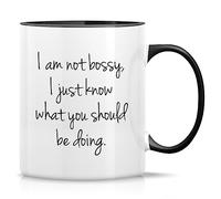 Novelty Coffee Mug I'm Not Bossy Just Know What You Should Be Doing 11 Ounce Ceramic Coffee Mugs, Sarcasm, Motivational, Inspirational Birthday Gifts White Mug with Black Handle and Inner