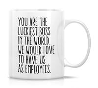 Novelty Coffee Mug You are The Luckiest Boss 11 Ounce Ceramic Coffee Mugs, Sarcasm Sarcastic Motivational Inspirational Birthday Gifts for Friends, Coworkers, Manager, Boss, Siblings, Dad Mom