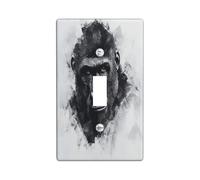 Novelty Cool Gorilla Decorative Light Switch Cover Wall Plate 1 Gang Single Toggle, Modern Art Chimpanzee Electrical Faceplate for Kitchen Bathroom, Monkey Animal Switchcover Decor