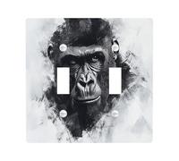 Novelty Cool Gorilla Decorative Light Switch Cover Wall Plate 2 Gang Double Toggle, Modern Art Chimpanzee Electrical Faceplate for Kitchen Bathroom, Monkey Animal Switchcover Decor
