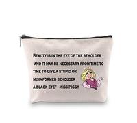 Novelty Cosmetic Bag Inspired Gift Zipper Closure Beauty is in The Eye of The Beholder Makeup Organizer Bag (Miss Piggy Bag EU)