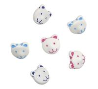 Novelty Craft Buttons, Cute Animal Cat/Teddy Bear Faces, Pack of 6