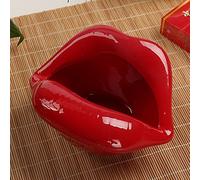 Novelty Creative Fashion Ceramic Porcelain Cigarette Ashtray Plant Flowerpot Home Decoration Ornaments (Wine red lips)