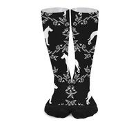 Novelty Crew Socks,Great Dane Floral Dog Black Casual Funny Dress Socks Mid Calf Sport Athletic Socks For Women Men