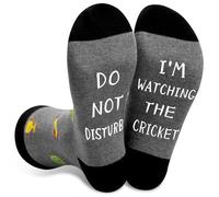 Novelty Cricket for Men's Birthday Gifts Funny Socks,Man Grandpa Dad with ‘Do Not Bisturb, I'M Watching The Cricket’ Father's Day Men's Gift (UK, Numeric, 7, 11, Regular, Regular, Cricket-Grey)