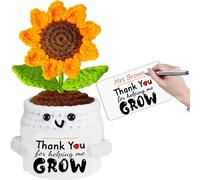 Novelty Crochet Sunflower Doll Weird Stuff Gifts, Cute Small Knitted Decor with Awesome Card, Christmas Graduation Funny Gag Gifts, White Elephant Presents for Friends