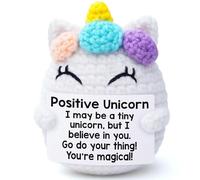 Novelty Crochet Unicorn Doll Weird Stuff Gifts, Cute Small Knitted Decor with Awesome Card, Christmas Graduation Funny Gag Gifts, White Elephant Presents for Friends