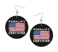Novelty Dangle Earring Forklift Certified American Flag Drop Earrings Decorative Women Earring for Girl Decorations Mother’s Day