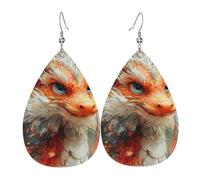 Novelty Dangle Earring Golden Chinese Dragon Funny Leather Teardrop Earrings Lightweight Women Earring for Decorations Anniversary Party