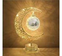 Novelty Disco Night Light Table Lamps Moon Ramadan Lamp Hanging Enchanted Lunar Lamp, Battery Operated Nightstand Nursery Light Dorm Office Table Christmas Decorations Gifts for Kids and Wifes