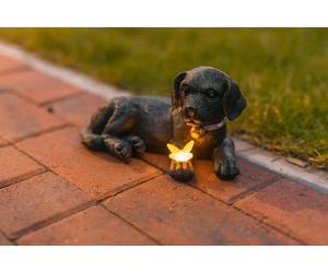 Novelty Dog Garden Ornament Animal Indoor Outdoor Solar Statue Decor Patio