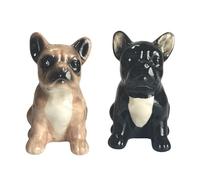 Novelty Dog Shaped Ceramic Salt & Pepper Shaker Set, Quirky Tableware or Home Decoration, Great Dog Lover Gift (French Bulldog (Black & Tan))