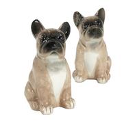 Novelty Dog Shaped Ceramic Salt & Pepper Shaker Set, Quirky Tableware or Home Decoration, Great Dog Lover Gift (French Bulldog (Tan))