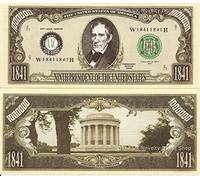 Novelty Dollar 9th President United States William H Harrison 1841-1841 One Million Dollar Bill's X 2 USA
