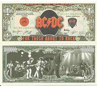 Novelty Dollar AC DC Back In Black For Those About To Rock We Salute You Million Dollar Bills x 2