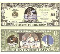 Novelty Dollar Apollo 11 Journey To The Moon Landing Dollar Bills X 2