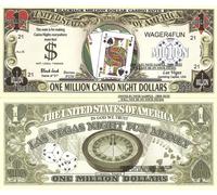 Novelty Dollar Blackjack One Million Casino Night Dollar Bills x 2 Las Vegas Fun Money Notes 21