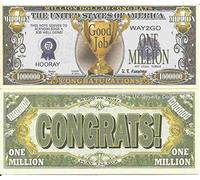 Novelty Dollar Congratulations Good Job Million Dollar Bills x 2 Well Done Congrats Way To Go