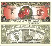 Novelty Dollar Craps Five Million Casino Night Dollar Bills x 2 Las Vegas Fun Money Notes