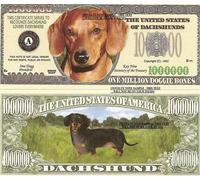 Novelty Dollar Dachshund Dog Puppy Million Dollar Bills X 2 Gift