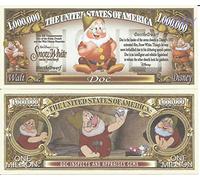 Novelty Dollar Doc Snow White Dwarf Commemorative Million Dollar Bills x 2 1937 Film