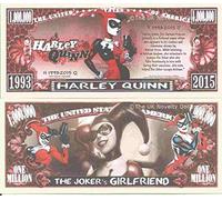 Novelty Dollar Harley Quinn The Jokers Girlfriend Comic Book Million Dollar Bills x 2 Batman