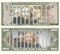 Novelty Dollar Hillary Clinton For Prison Federal Penitentiary 2016 Dollar Bills x 2 America
