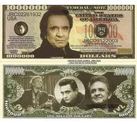Novelty Dollar Johnny Cash Man In Black Million Dollar Bills X 2 New