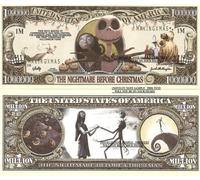 Novelty Dollar Nightmare Before Christmas Jack Skellington Dollar Bills X 2 New