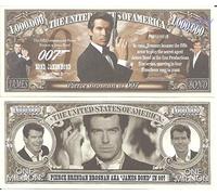 Novelty Dollar Pierce Brosnan as 007 Commemorative Million Dollar Bills x 2