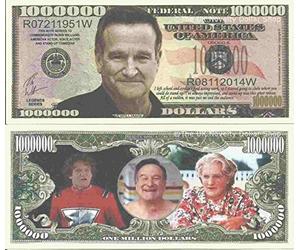 Novelty Dollar Robin Williams Commemorative Million Dollar Bills x 2 Actor Mork Mrs Doubtfire