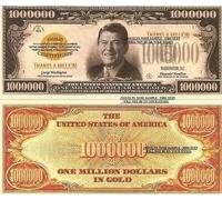 Novelty Dollar Ronald Reagan One Million Gold Dollar Bills X 2 New