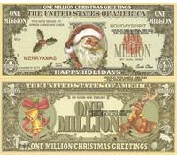 Novelty Dollar Santa Claus Happy Holidays Christmas Million Dollar Bills x 2 New Greetings