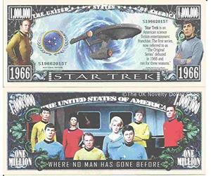 Novelty Dollar Star Ship Enterprise Captain Kirk Spock Original Series Million Dollar Bills x 2 Space Crew