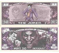 Novelty Dollar The Joker Comic Book Super Villain Million Dollar Bills x 2 Batman Gotham