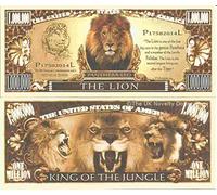 Novelty Dollar The Lion Panthera Leo Million Dollar Bills x 2 Big Cats Family Felidae Genus