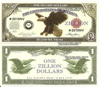 Novelty Dollar United States Eagle One Zillion Dollar Bills X 2
