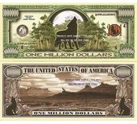 Novelty Dollar Wolves Howling Wolf One Million Dollar Bills X 2