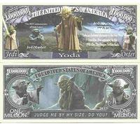 Novelty Dollar Yoda Jedi Master Judge Me By My Size Do You Million Dollar Bills x 2