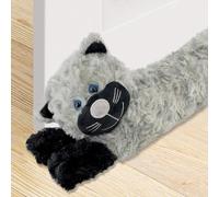 Novelty Draught Draft Excluder, Grey Cat Design Soft Micro Fleece Door Cushion, Decorative Animal Wind Stopper for Door & Window