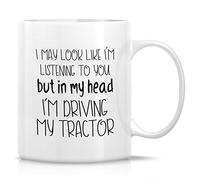 Novelty Drinking Cup - in My Head I'm Driving My Tractor Farming Farmer Gardener 11 Oz Coffee Cup - Funny, Sarcasm, Inspirational Birthday Gifts for Him, Her, Friends, Coworkers, Mother, Father