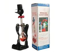 Novelty Drinking Water Bird Toy, Perpetual Motion Bobbing Glass Ducks Desk Decors, non Stop Glass Duck Creative Toys, Educational Science Ornament & Fun Prank Toy (Black)