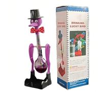 Novelty Drinking Water Bird Toy, Perpetual Motion Bobbing Glass Ducks Desk Decors, non Stop Glass Duck Creative Toys, Educational Science Ornament & Fun Prank Toy (Purple)