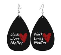 Novelty Earring Black Lives Matter with A Heart Leather Dangle Drop Earrings Lightweight Women Earring for Girl Decorations Ladies