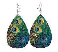 Novelty Earring Colored Peacock Teardrop Leather Earrings Decorative Drop Leather Earrings For Decorations Ladies Mother’S Day