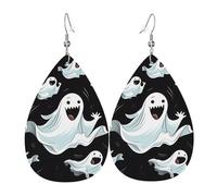 Novelty Earring Funny White Ghost Leather Teardrop Earrings Fashion Drop Earrings For Anniversary Party Mother’S Day