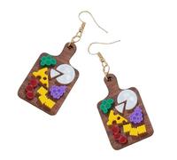 Novelty earrings in sturdy wood material with playful design embellishments for youth casual wear party supplies