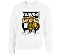 Novelty English Rock Band Jumper, Maybe Album Cover Style Oasis British 90s Indie Music Group Concert Fan Graphic Sweatshirt, Gift Adult Kids Unisex Top(L, White)